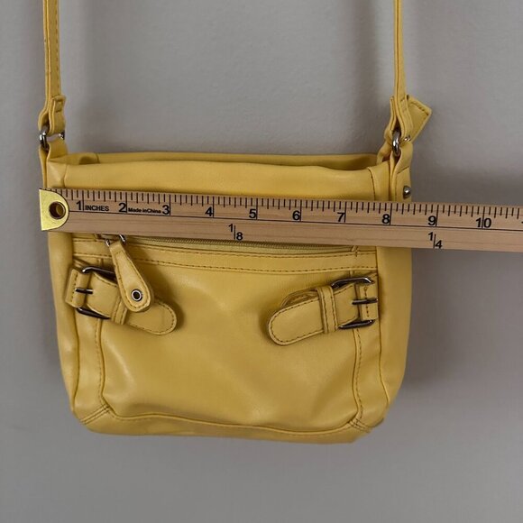 YELLOW CROSSBODY BAG, ,ULTIPLE POCKETS WITH ZIPPERS AND BUCKLE DETAILS - Picture 11 of 14